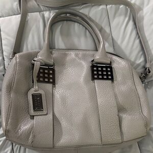 Badgley Mischka Light Gray Leather Satchel
